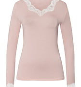 Dana Tencel™ V-Neck Top With Lace Trim | Blush 71841-1359
